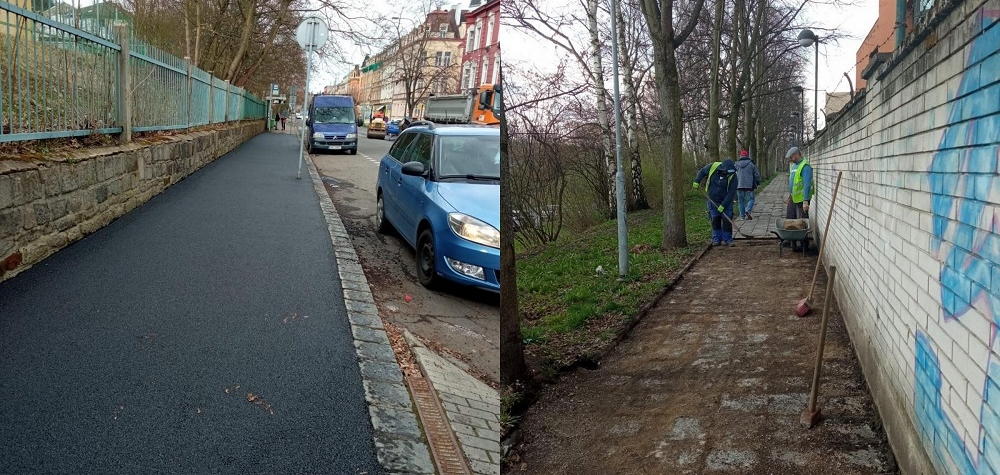 Karlovy Vary opravují chodníky a pracovat se bude i na vozovce Chebského mostu