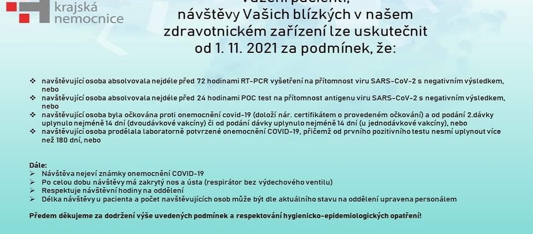 Informace k návštěvám v Karlovarské krajské nemocnici