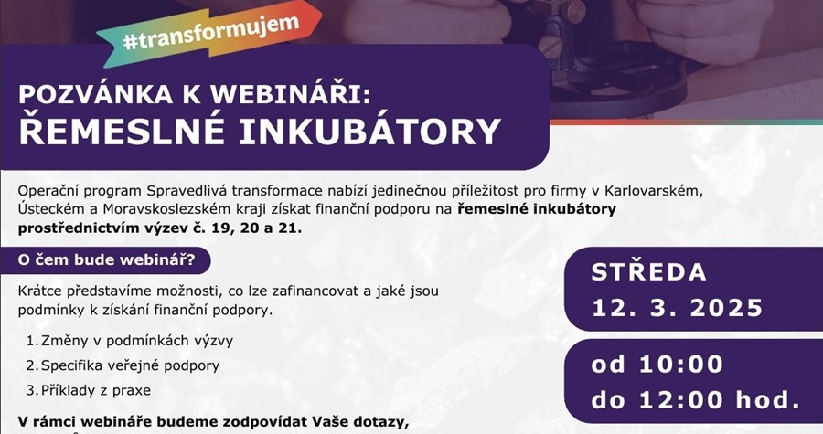 Nezmeskejte sanci na financovani remeslnych dilen. Webinar prozradi jak ziskat dotace