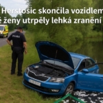 Po nehodě u Herstošic skončilo jedno vozidlo v rybníku