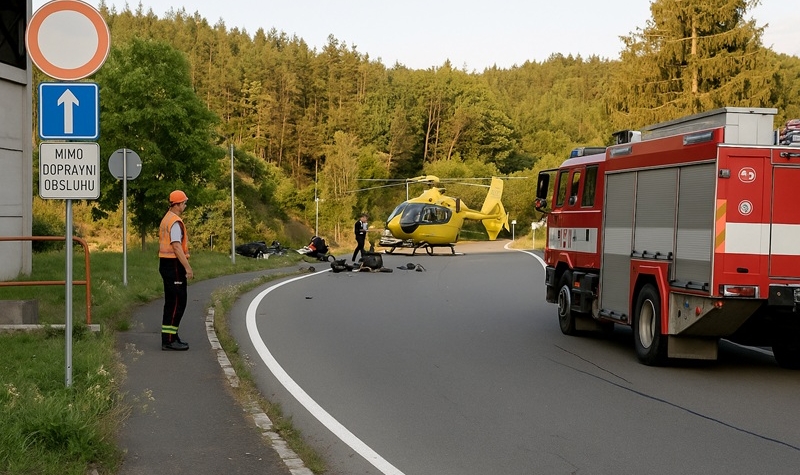 Ve Zluticich se srazil motorkar s autem. Letel pro nej vrtulnik Ve Žluticích se srazil motorkář s autem. Letěl pro něj vrtulník